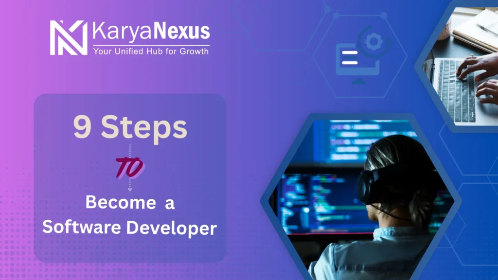 9 Steps to Become a Software Developer roadmap 2025 with skills like React, Next.js, Node.js, Python, and databases